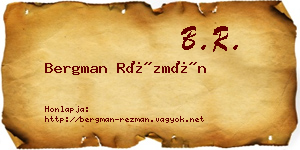 Bergman Rézmán névjegykártya